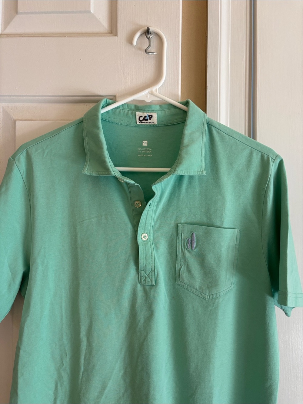 johnnie-O Mint Green Short Sleeve Polo with Chest Pocket